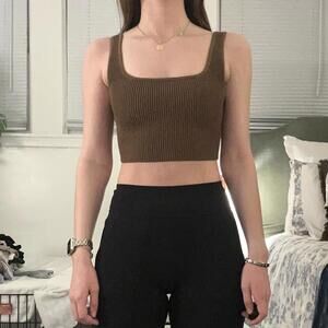 Aritizia Babaton Cropped Tank Top in Brown